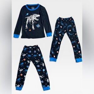 5 for $25🔥Shelry Skeleton Dinosaur Space Print Pajama Set of 3 Toddler Size 6